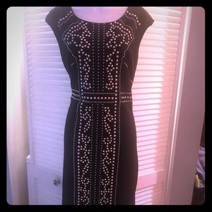 Casual beaded and sleeveless black dress